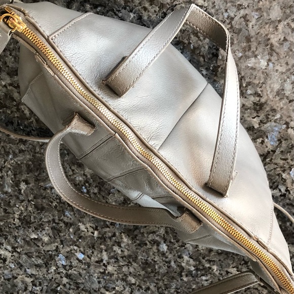 J CREW Factory Gray Leather Crossbody/Satchel Bag - Picture 8 of 16